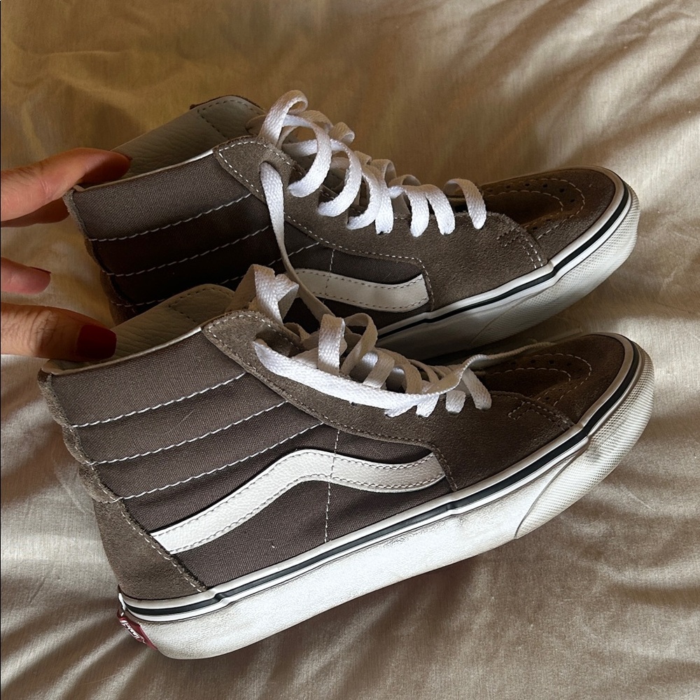 Vans Brown and White High-Top Sneakers
